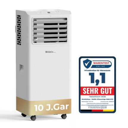 Mobile Klimaanlage 9000 BTU mit Abluftschlauch, leise 55 dB, Timer