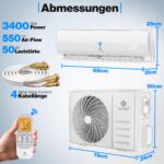 KESSER Split Klimaanlage Quick Connect 12000 BTU, 3,4 kW, WiFi & App – Bild 6