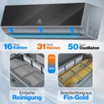 Kältebringer Split Klimaanlage 9000 BTU, 2,6 kW, WiFi/App, bis 45 m² – Bild 3