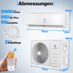 KESSER Split Klimaanlage 12000 BTU, WiFi/App, Kühlen A++ & Heizen A+ – Bild 6